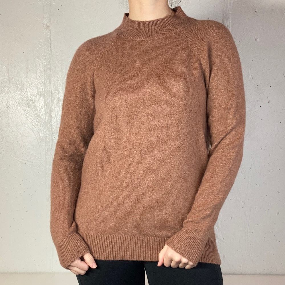 Brown Knit Mockneck Classic Sweater